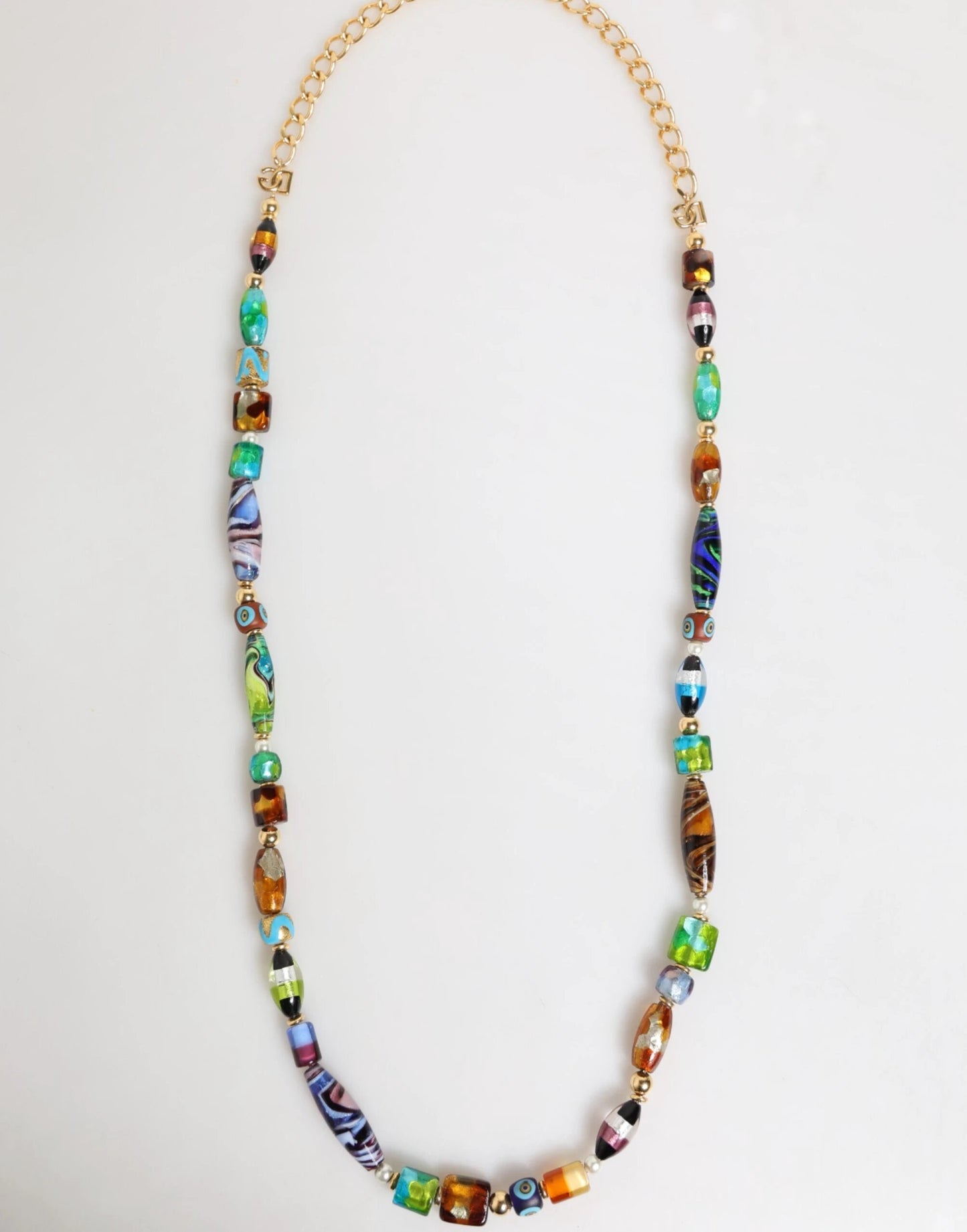 Dolce & Gabbana Multicolor Murano Glass Beads Gold Chain Jewelry Necklace by Dolce & Gabbana