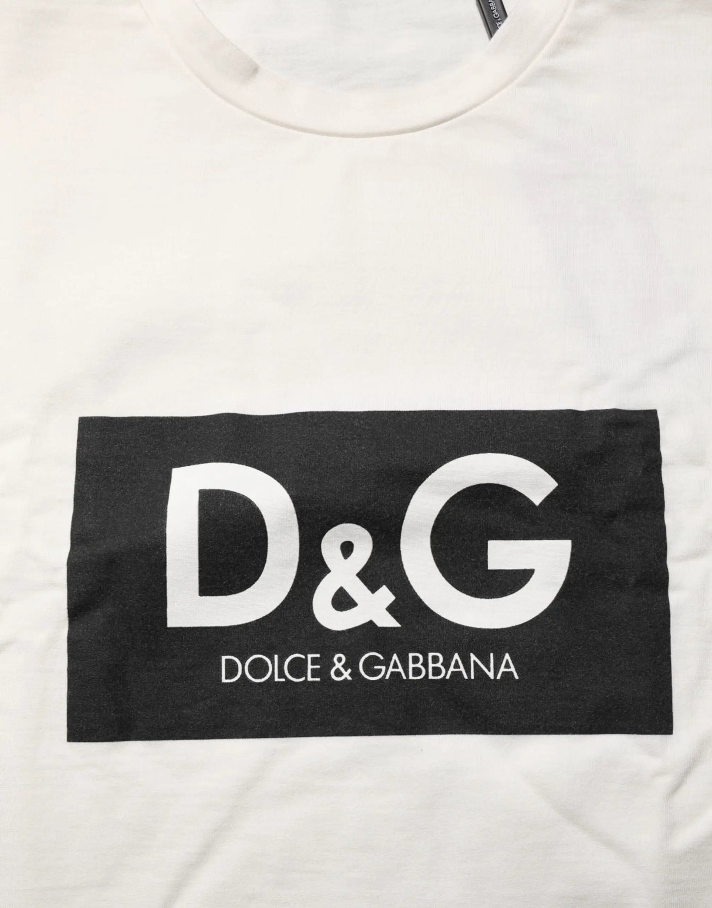Dolce & Gabbana White Logo Print Cotton Crew Neck Men T-shirt by Dolce & Gabbana
