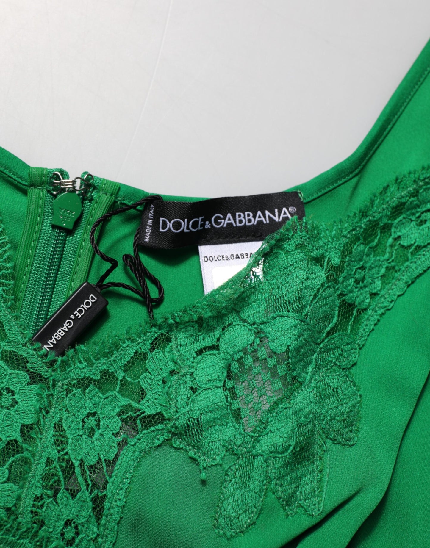 Dolce & Gabbana Green Floral Lace Tank Lingerie Top Underwear