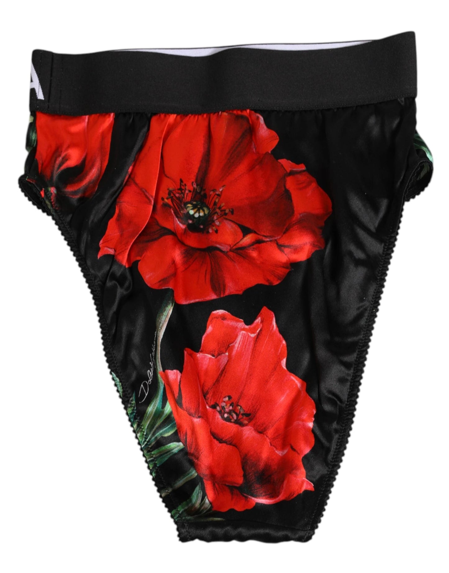Dolce & Gabbana Black Floral Silk High Waist Panty Underwear by Dolce & Gabbana
