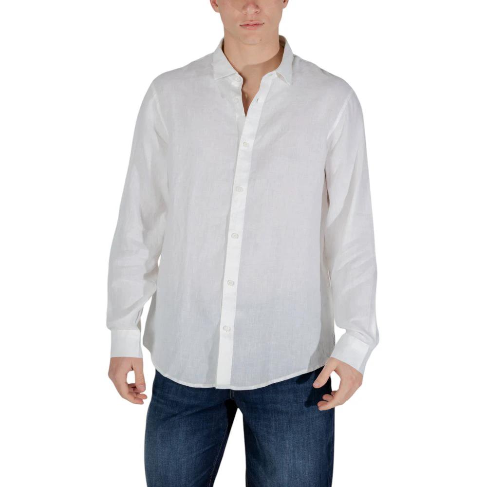 armani exchange dress shirt Armani Exchange White Linen Dress Shirt IT44