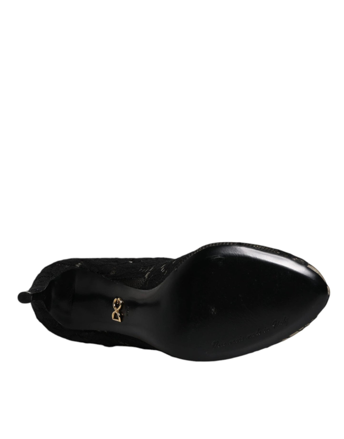 Dolce & Gabbana Black Lace Stretch Heels Mid Calf Boots Shoes by Dolce & Gabbana