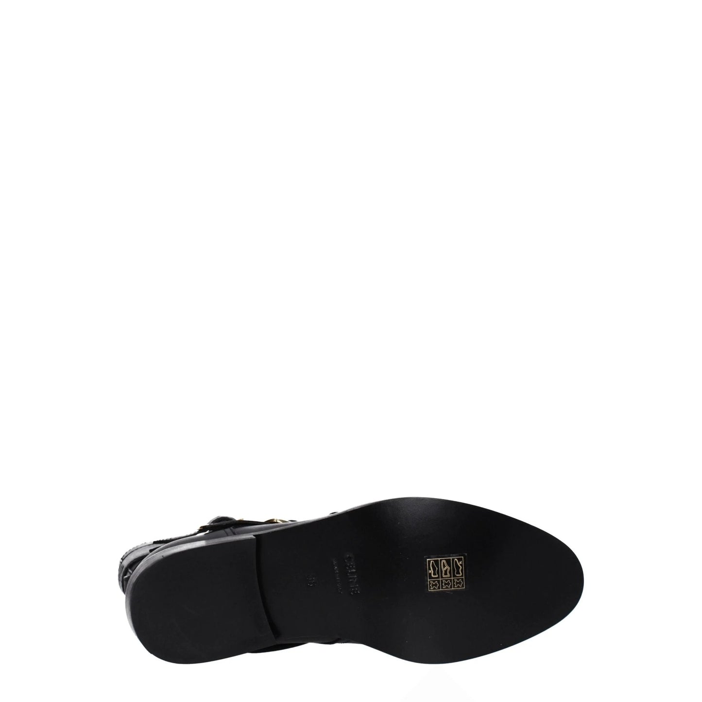 Celine Black Leather Flat Boots by Celine