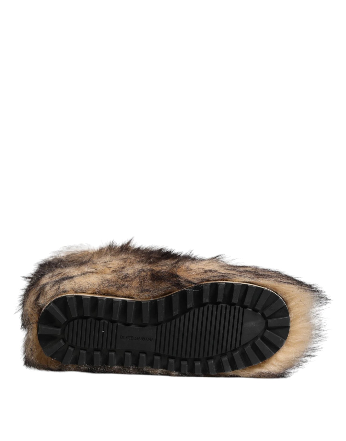 Dolce & Gabbana Brown Faux Skim Ski Fur Men Short Boots Shoes by Dolce & Gabbana