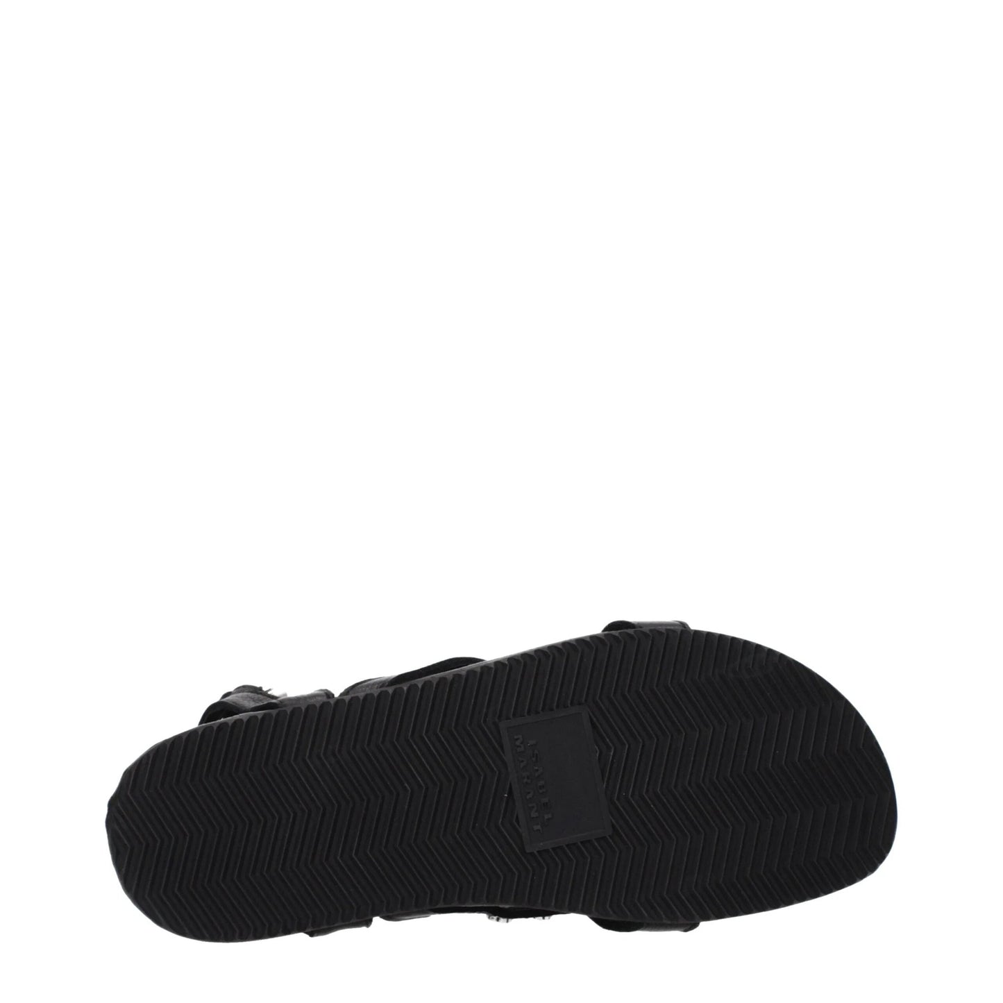 Isabel Marant – Sandales Plates en Cuir Noir | Détail Frontal | Made in Portugal