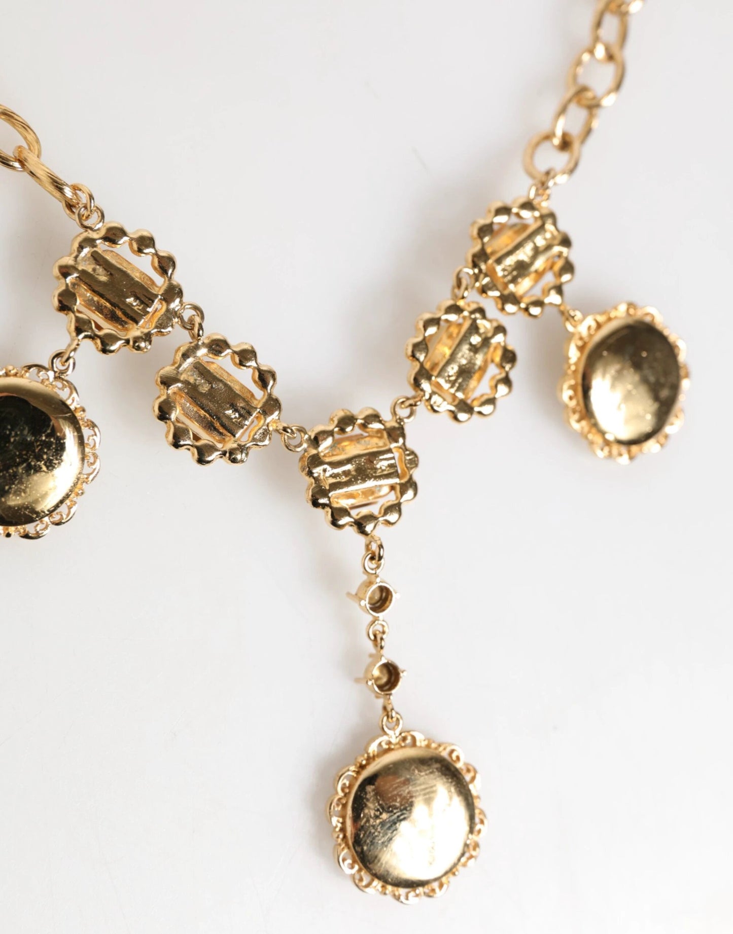 Dolce & Gabbana Gold Crystal Clock Pendant Statement Jewelry Necklace by Dolce & Gabbana