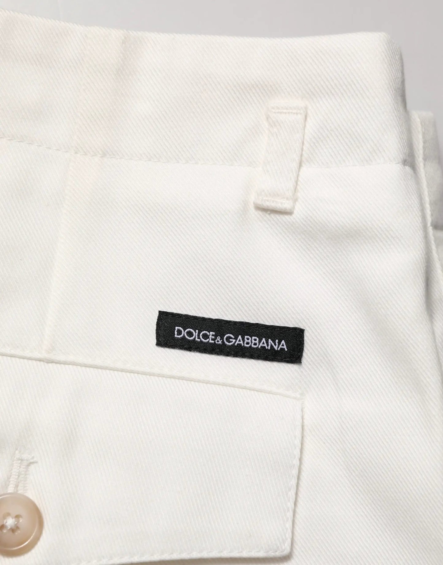 Dolce & Gabbana White Cotton Mid Waist Men Bermuda Shorts by Dolce & Gabbana