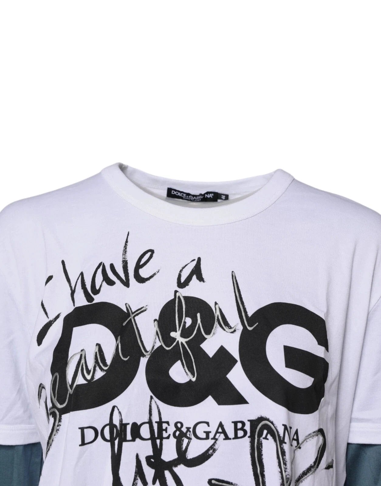 Dolce & Gabbana White Graphic Print Cotton Crew Neck T-shirt by Dolce & Gabbana