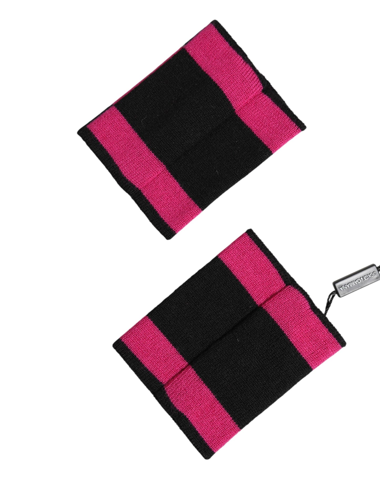 Dolce & Gabbana Black Pink DG Logo Cashmere 1 Pair Wristband by Dolce & Gabbana