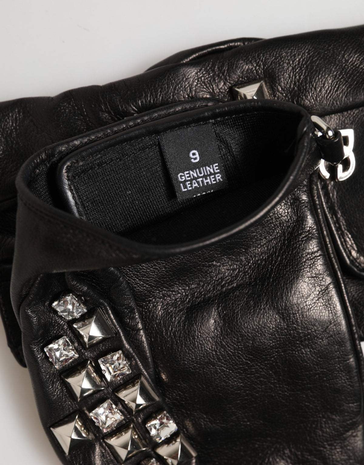 Mitaines Dolce & Gabbana homme cloutées en cuir d'agneau noir – LB30274
