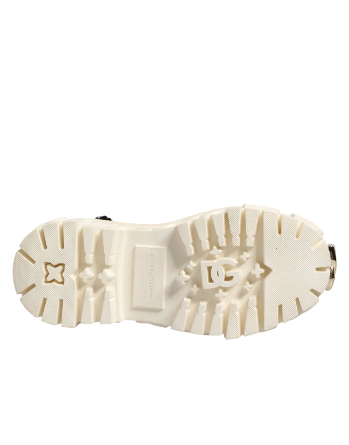 Dolce & Gabbana White Leather Rubber Logo Ankle Boots Shoes by Dolce & Gabbana