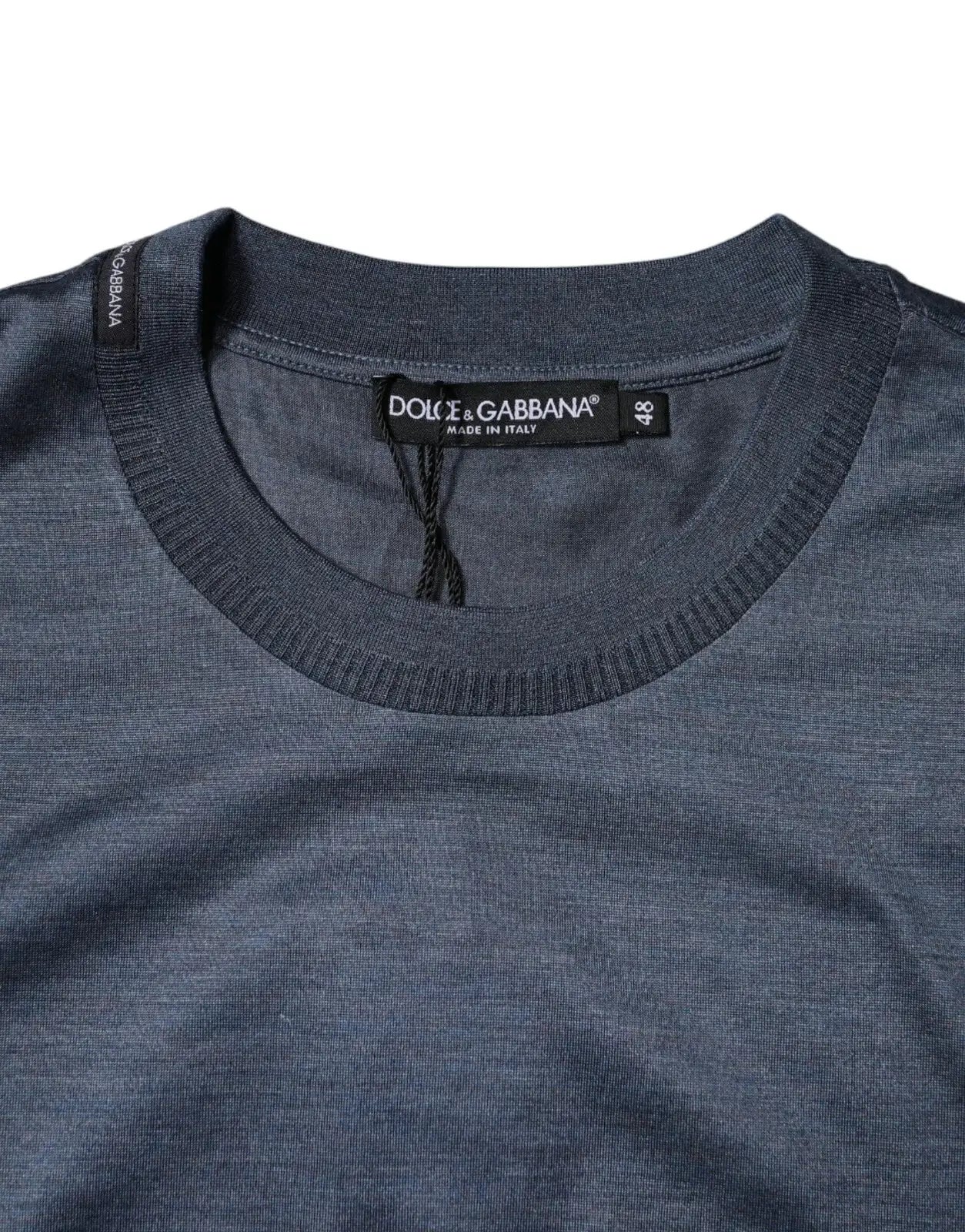 Dolce & Gabbana Blue Silk Crew Neck Short Sleeves Men T-shirt by Dolce & Gabbana