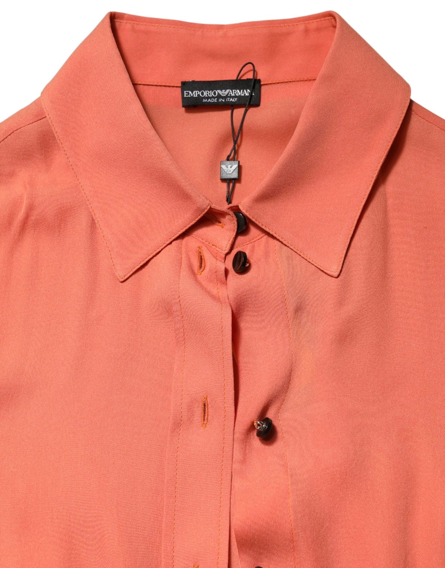 Emporio Armani Orange Collared Button Down Long Sleeves Top by Emporio Armani