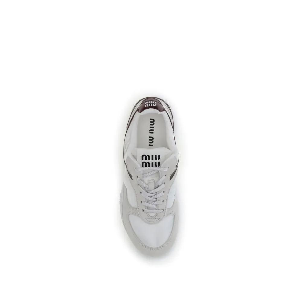Miu Miu White Calf Leather Bos Taurus Athletic Sneakers by Miu Miu