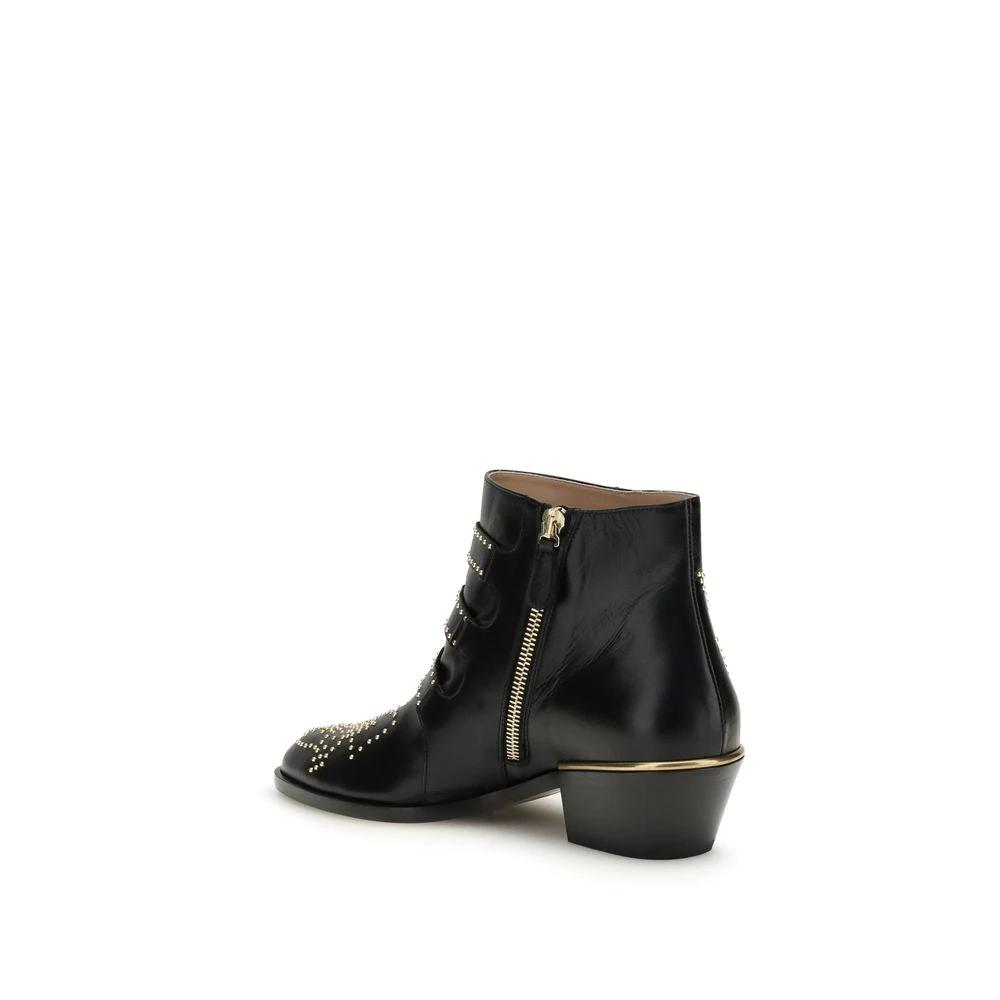 Chloé Black Calf Leather Bos Taurus Lace-Up Boots by Chloé