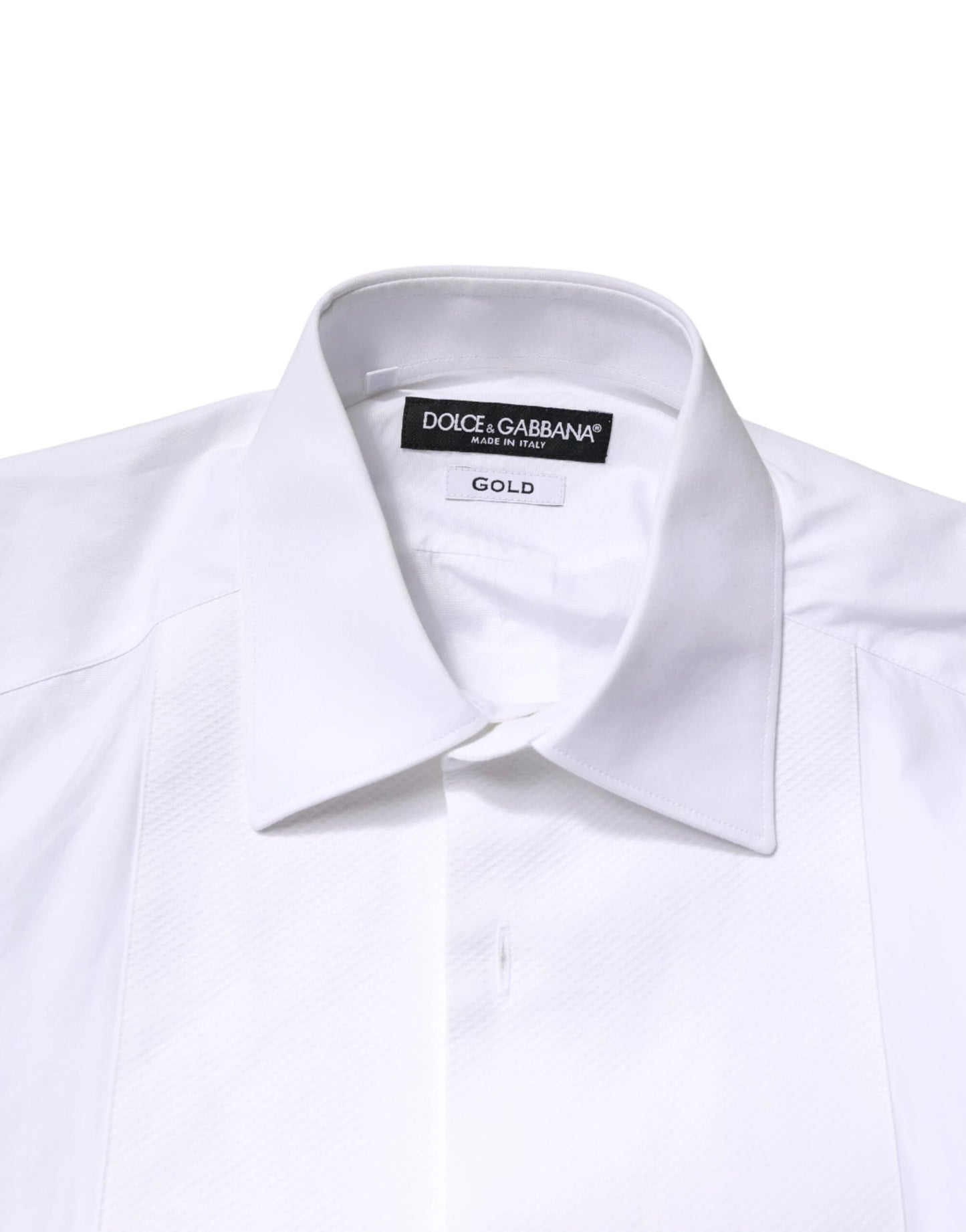Dolce & Gabbana White Cotton GOLD Collared Dress Bib Formal Shirt by Dolce & Gabbana