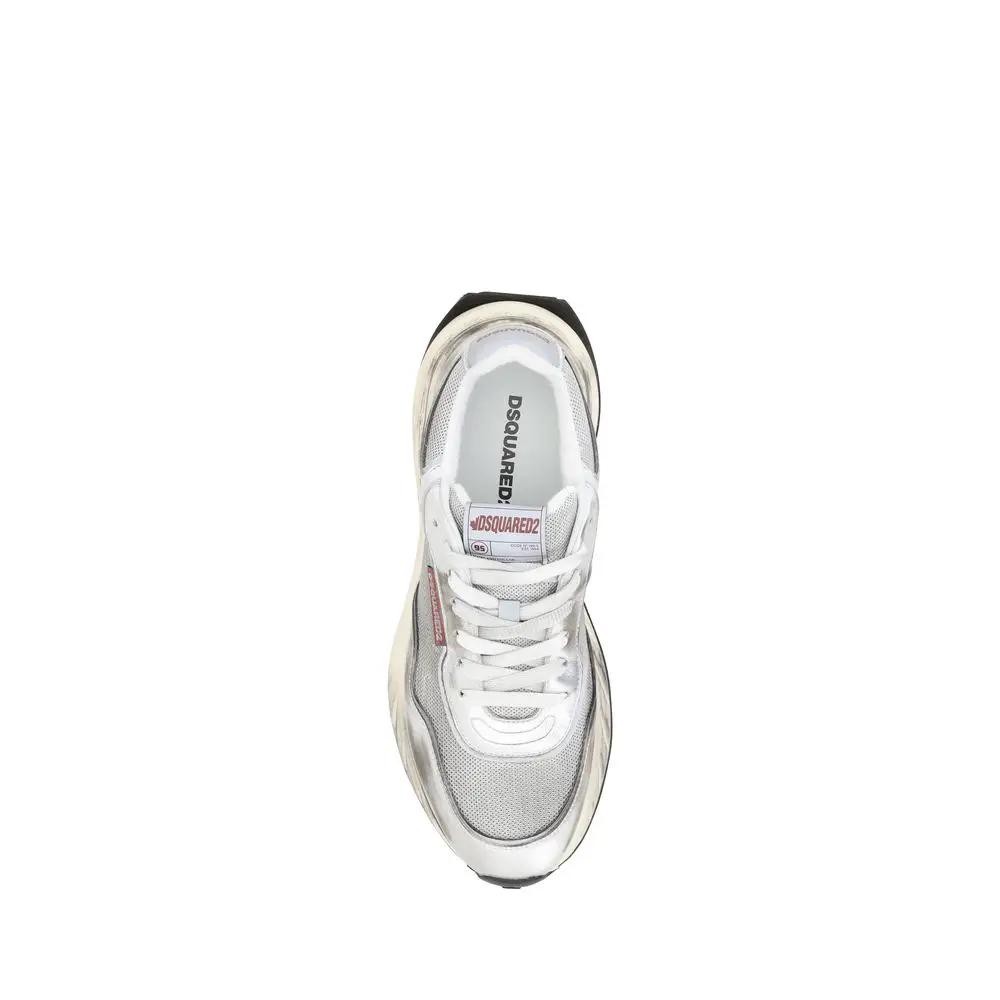 Dsquared² White Calf Leather Bos Taurus Athletic Sneakers by Dsquared²