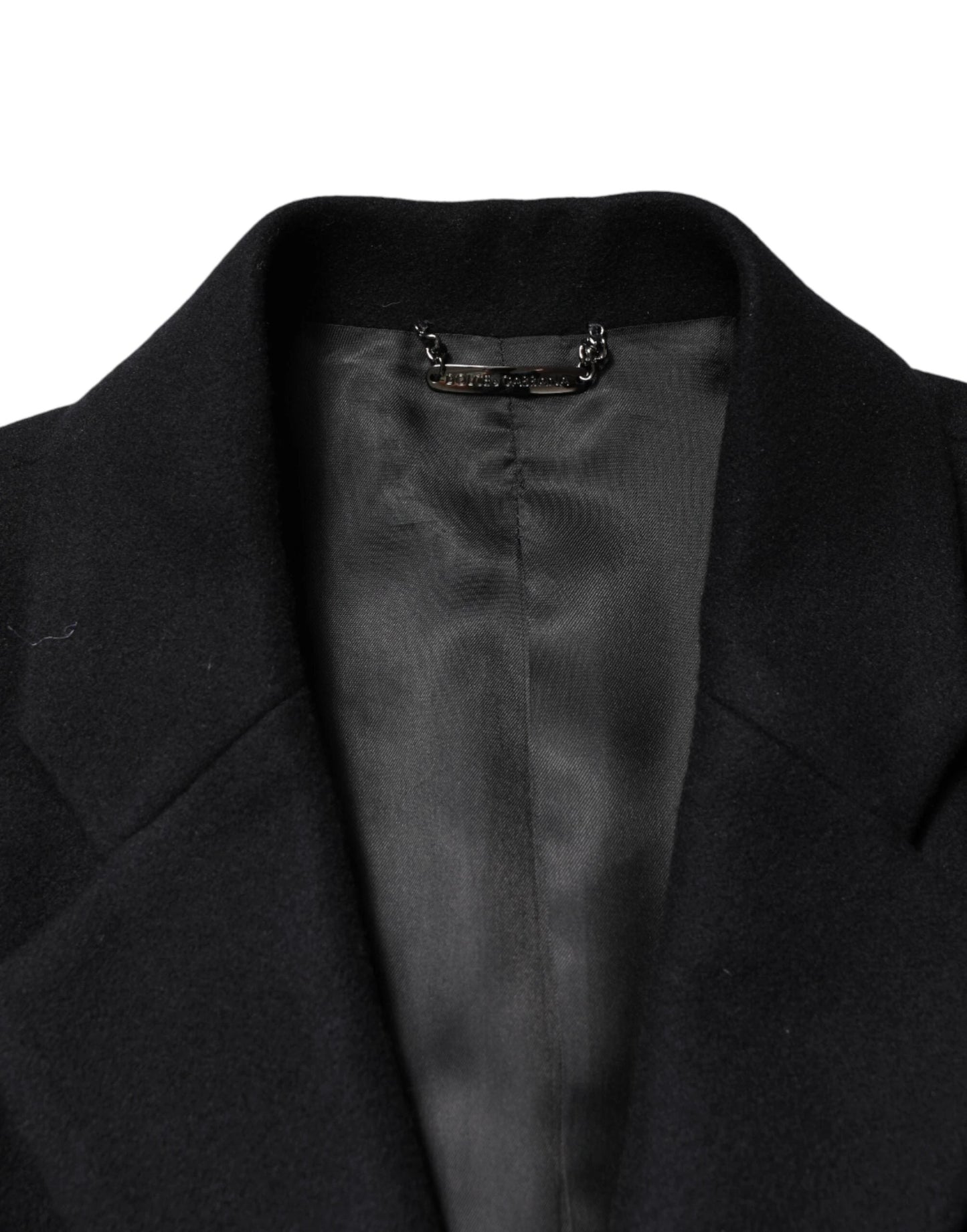 Dolce & Gabbana Black Wool Single Breasted Long Coat Jacket by Dolce & Gabbana