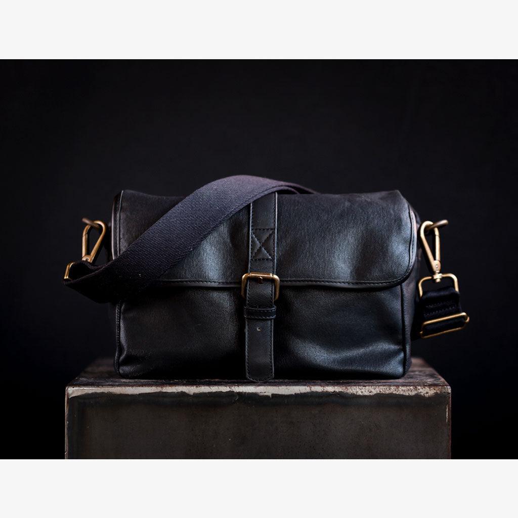 París Black Waxed Canvas Camera Bag