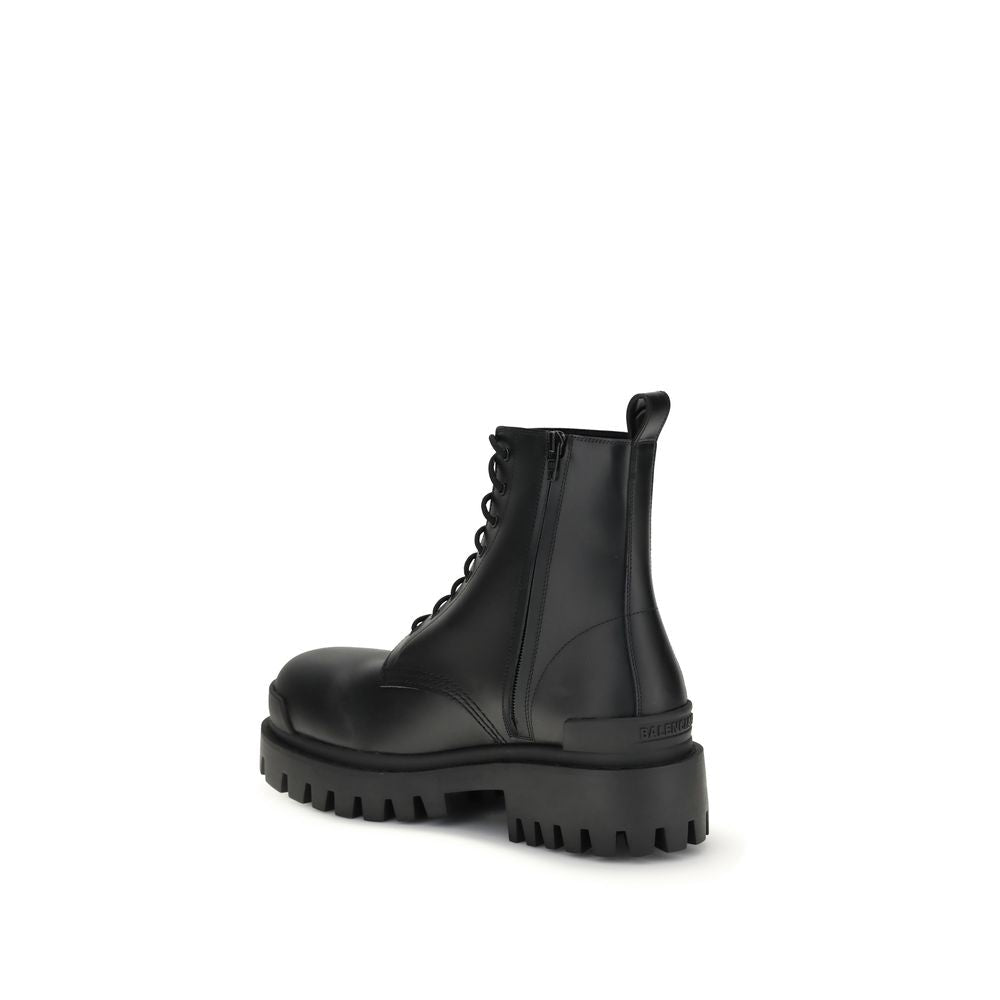 Balenciaga Black Calf Leather Bos Taurus Lace-Up Boots - HBPS Beauty & Fashion