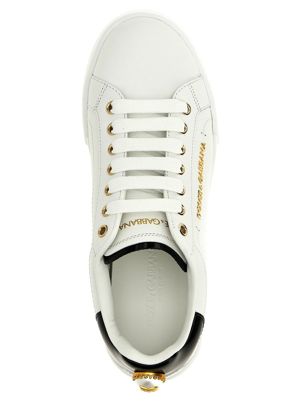 Baskets Dolce & Gabbana femme Portofino en cuir de veau blanc et noir – DO-308077 - HBPS Beauty & Fashion