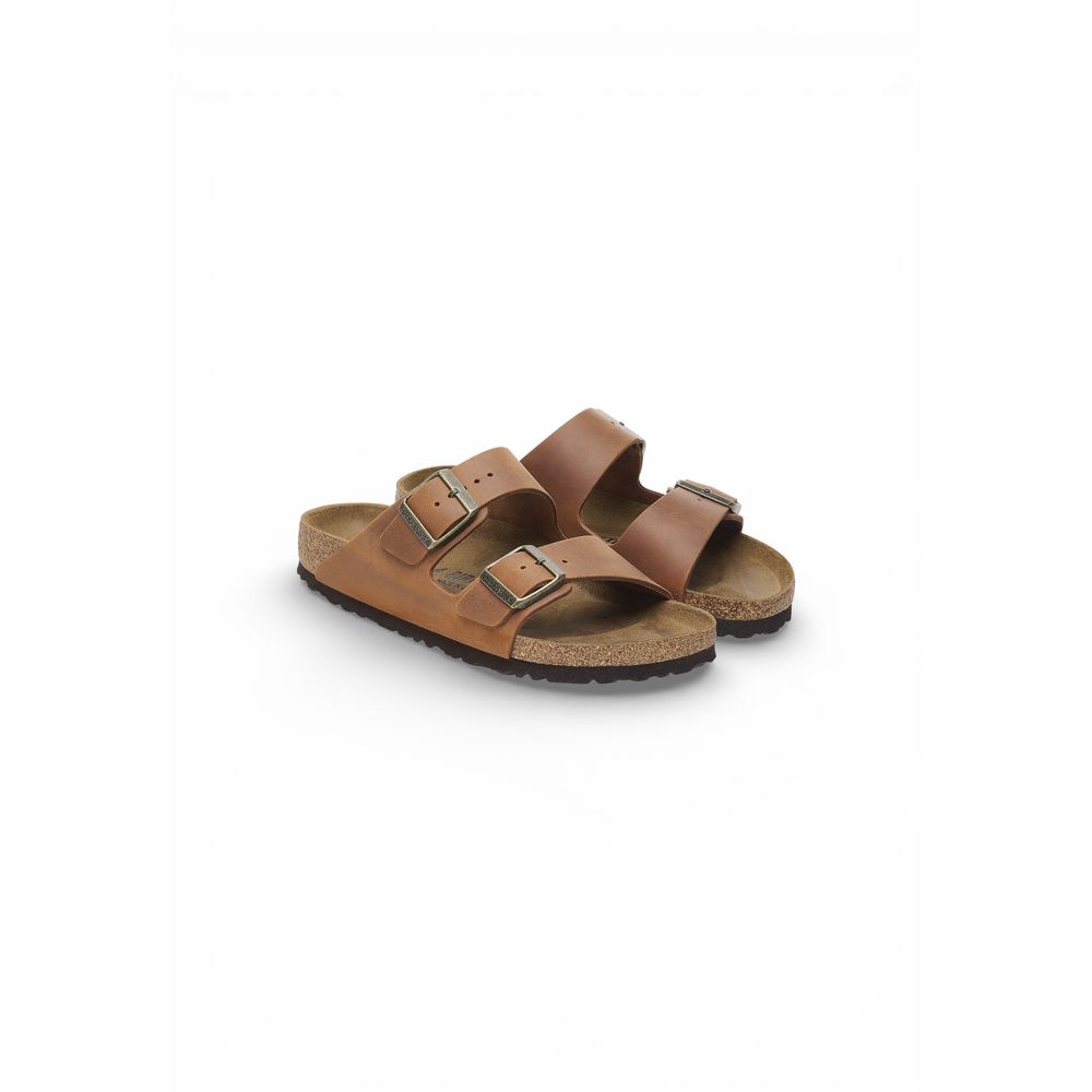 Birkenstock Brown Leather Flat Sandals - HBPS Beauty & Fashion