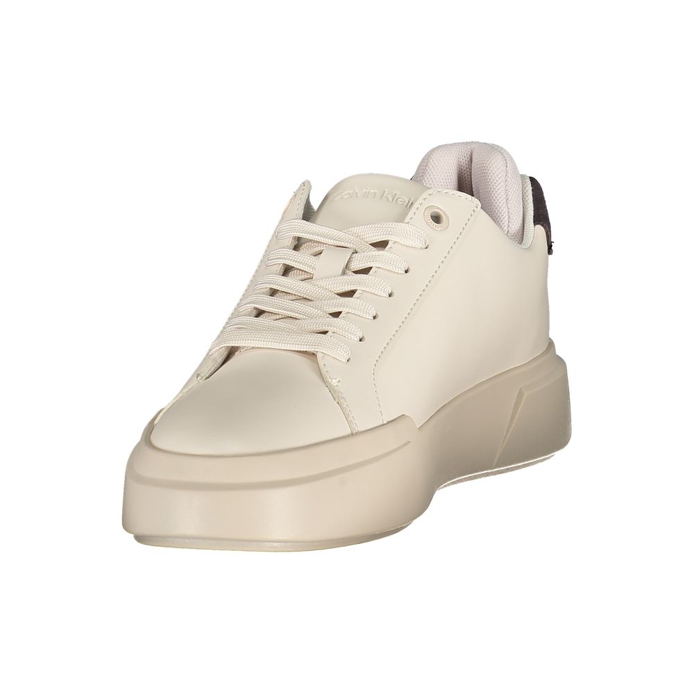 Calvin Klein White Polyurethane Women's Sneaker - HBPS Beauty & Fashion