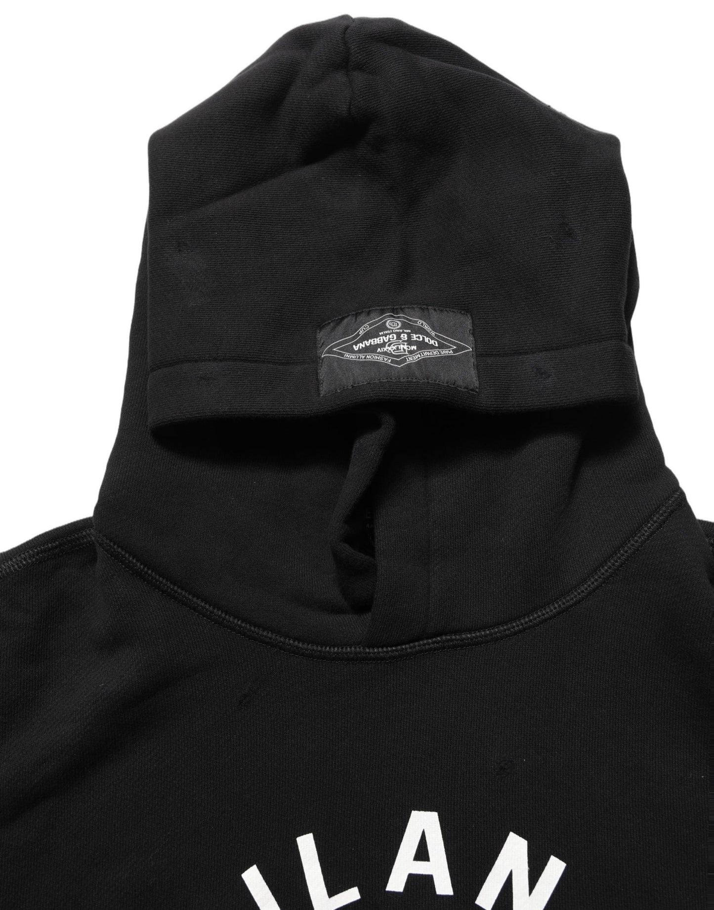 Dolce & Gabbana Black Cotton Milano1984 Print Hoodie Sweater - HBPS Beauty & Fashion