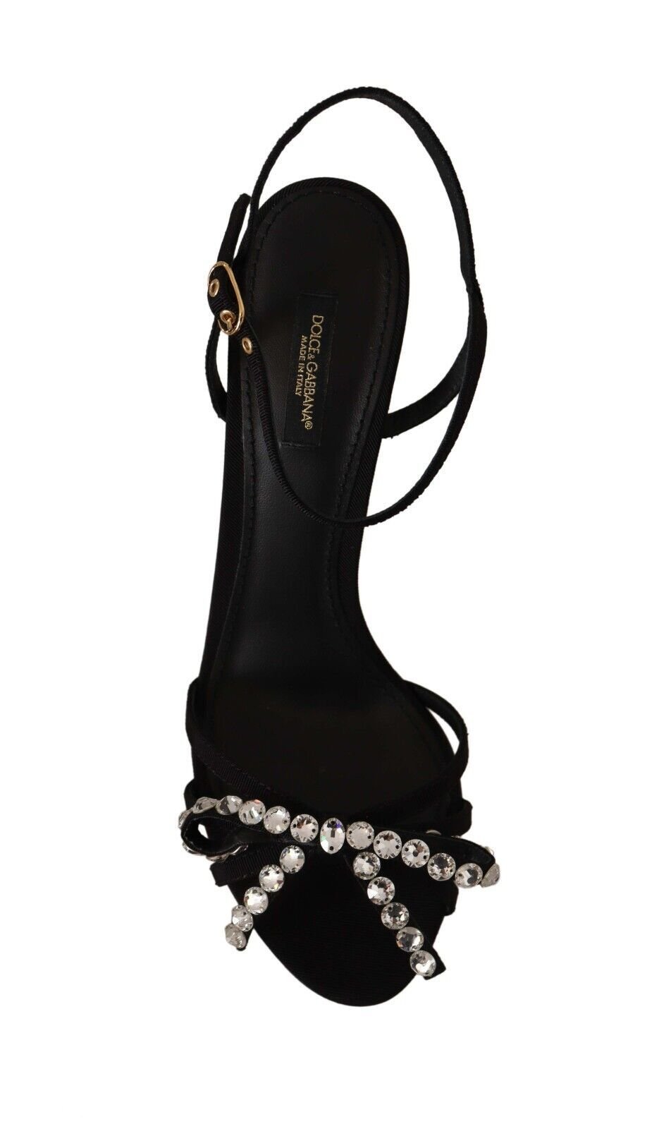 Dolce & Gabbana Black Crystals Ankle Strap Heels Sandals Shoes - HBPS Beauty & Fashion