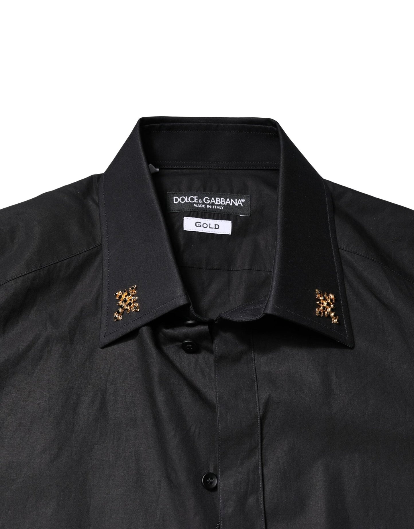 Dolce & Gabbana Black GOLD Cross Embellished Men Dress Shirt - HBPS Beauty & Fashion