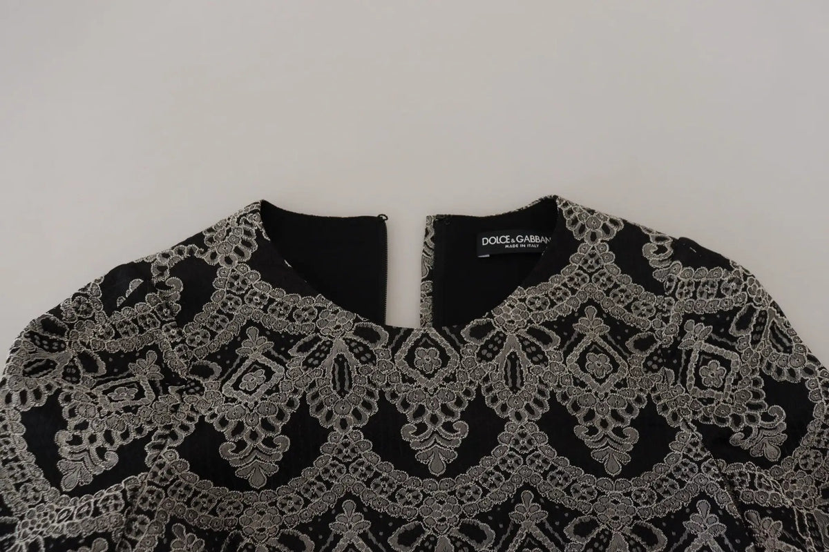 Dolce & Gabbana Black Gray Jacquard Sheath Bodycon Dress - HBPS Beauty & Fashion