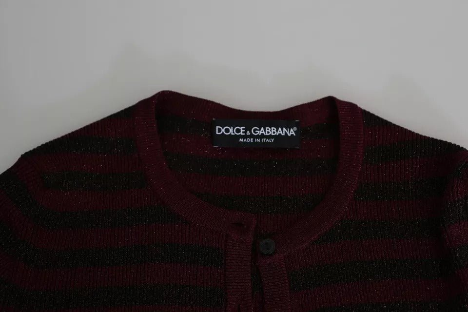 Dolce & Gabbana Black Red Striped Womens Cardigan Sweater - HBPS Beauty & Fashion