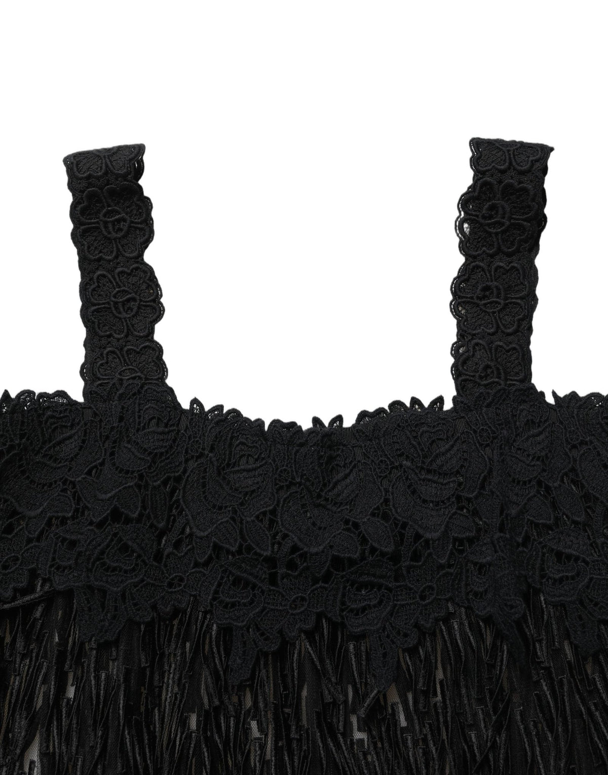 Dolce & Gabbana Black Viscose Fringed Sleeveless Mini Dress - HBPS Beauty & Fashion