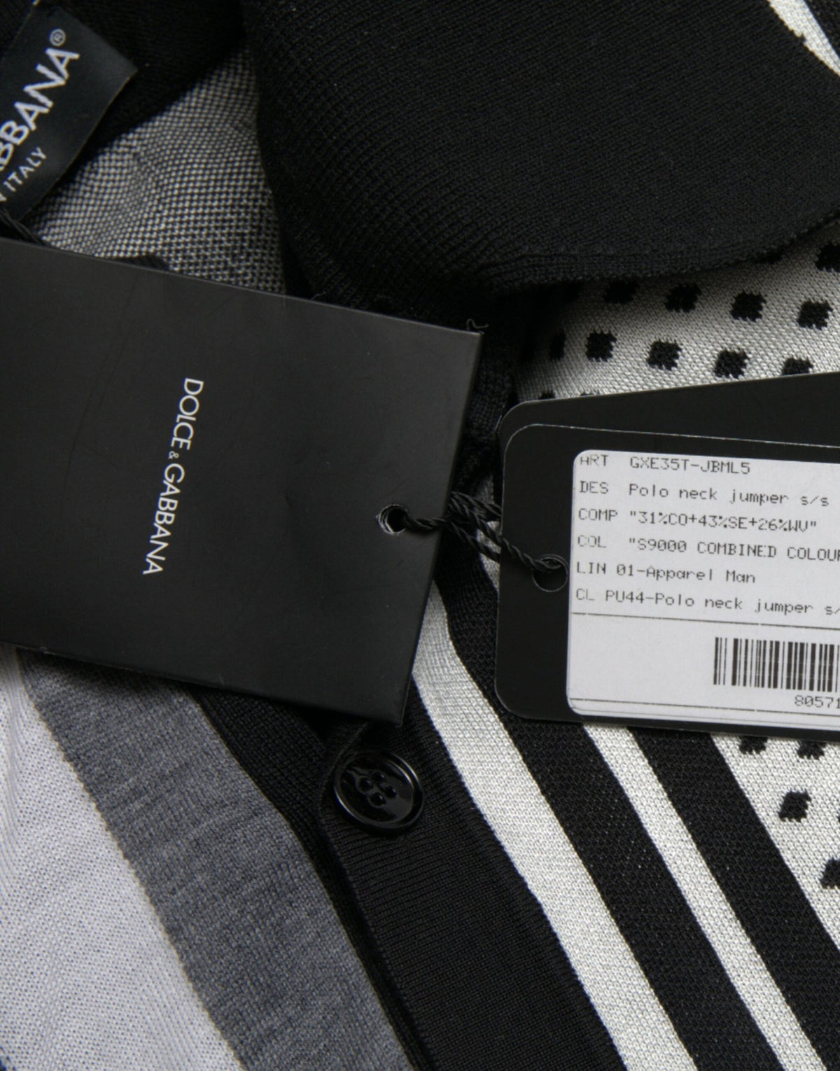 Dolce & Gabbana Black White Jumper Cardigan Polo Sweater - HBPS Beauty & Fashion