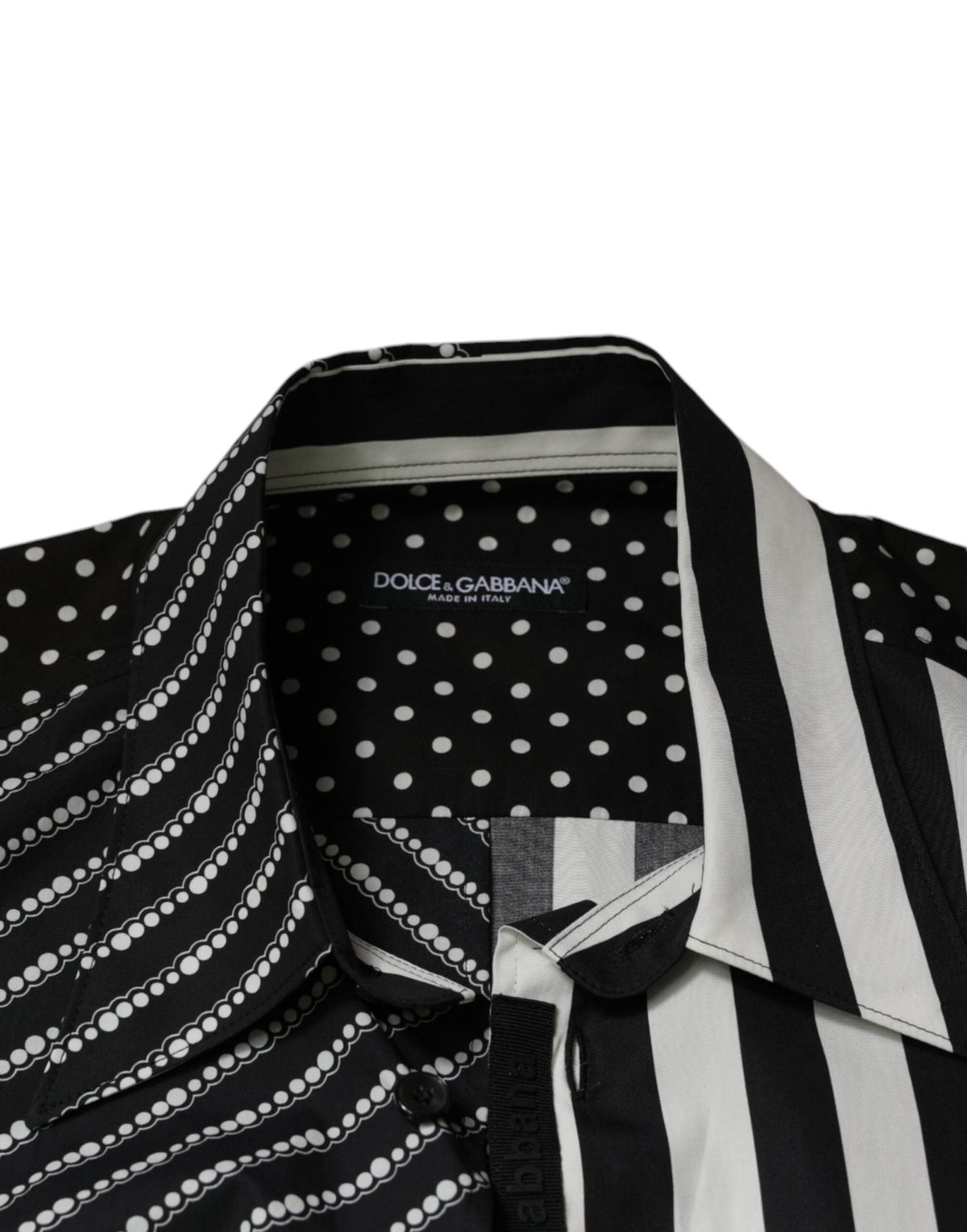 Dolce & Gabbana Black White Striped Button Down Casual Shirt - HBPS Beauty & Fashion