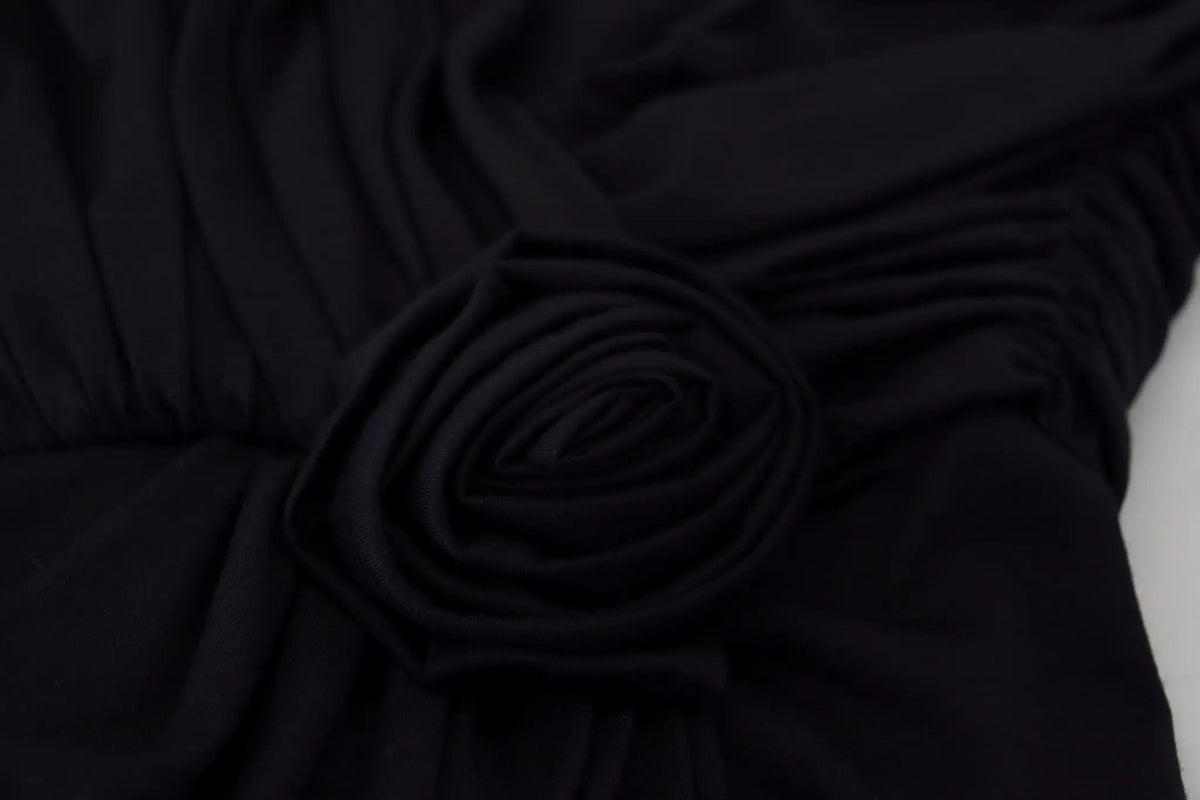 Dolce & Gabbana Black Wrap Sheath One Shoulder Wool Dress - HBPS Beauty & Fashion