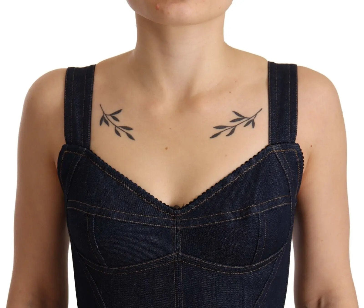 Dolce & Gabbana Dark Blue Cotton Denim Sheath Midi Dress - HBPS Beauty & Fashion