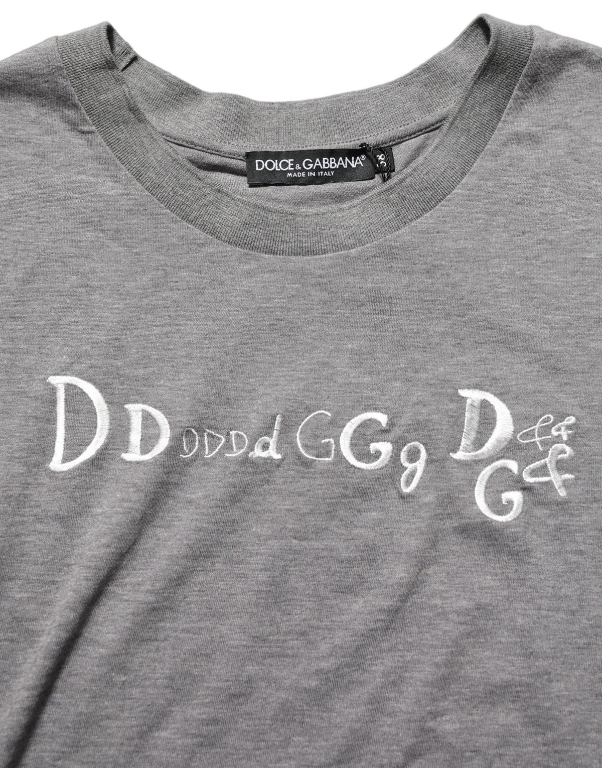 Dolce & Gabbana Gray Logo Embroidery Short Sleeve T-shirt - HBPS Beauty & Fashion