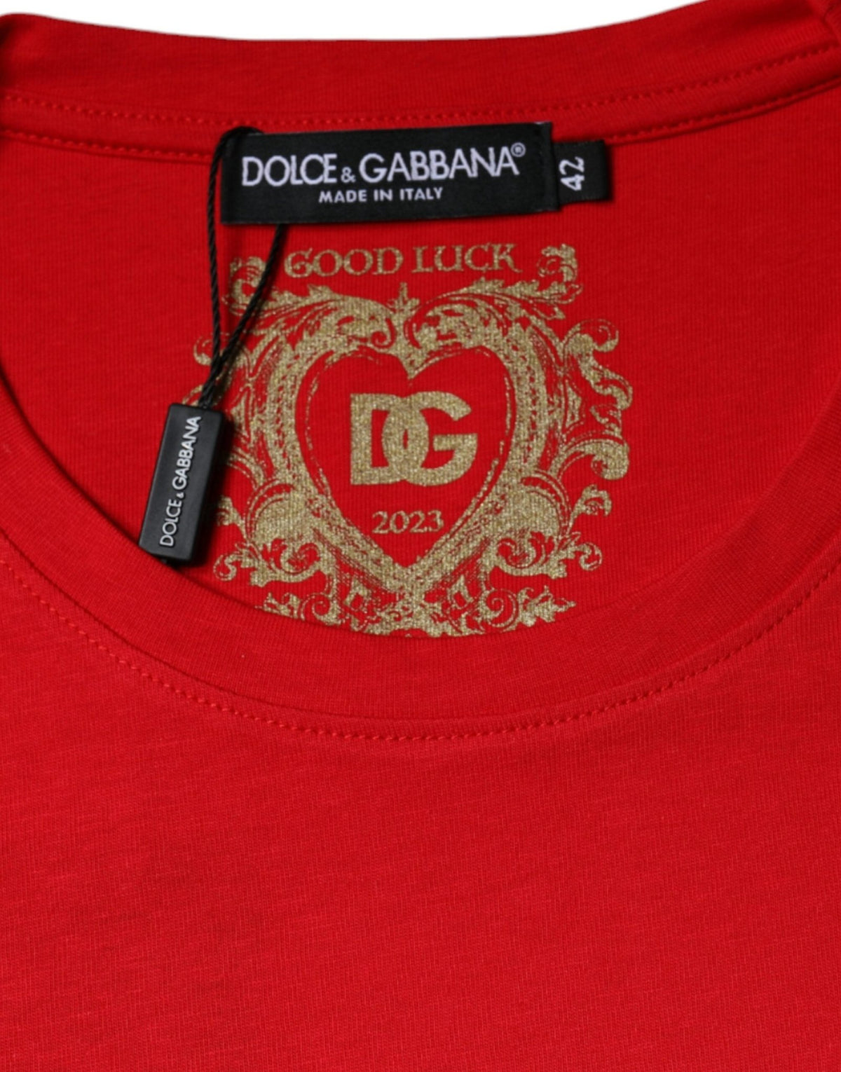 Dolce & Gabbana Red Cotton Crew Neck Short Sleeve Tee T-shirt - HBPS Beauty & Fashion