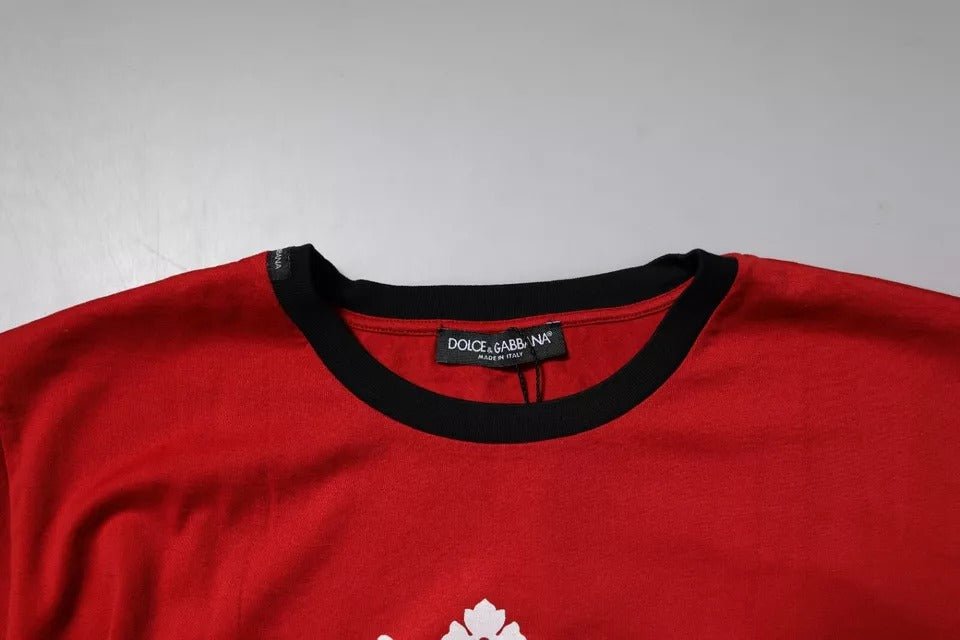 Dolce & Gabbana Red Logo Crown Cotton Crew Neck T-shirt - HBPS Beauty & Fashion