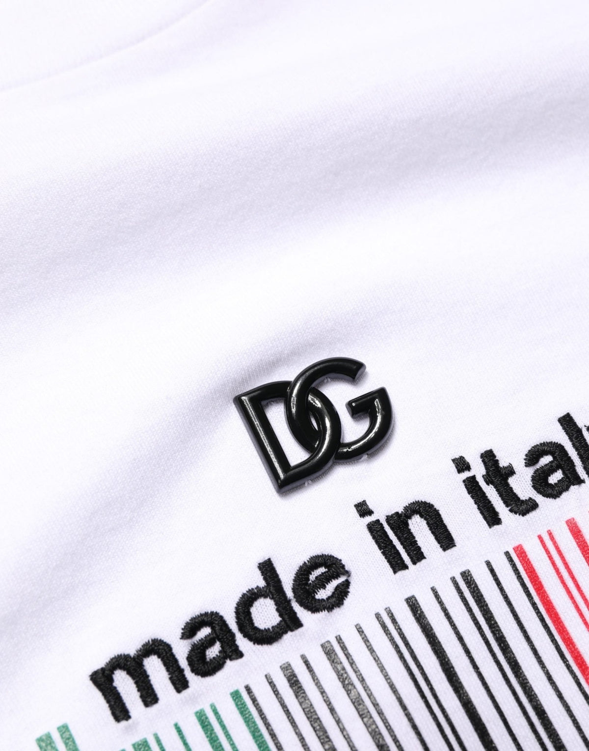 Dolce & Gabbana White Barcode Cotton Crew Neck Men T-shirt - HBPS Beauty & Fashion