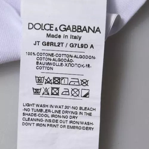 Dolce & Gabbana White Logo Print Cotton Crew Neck T-shirt - HBPS Beauty & Fashion