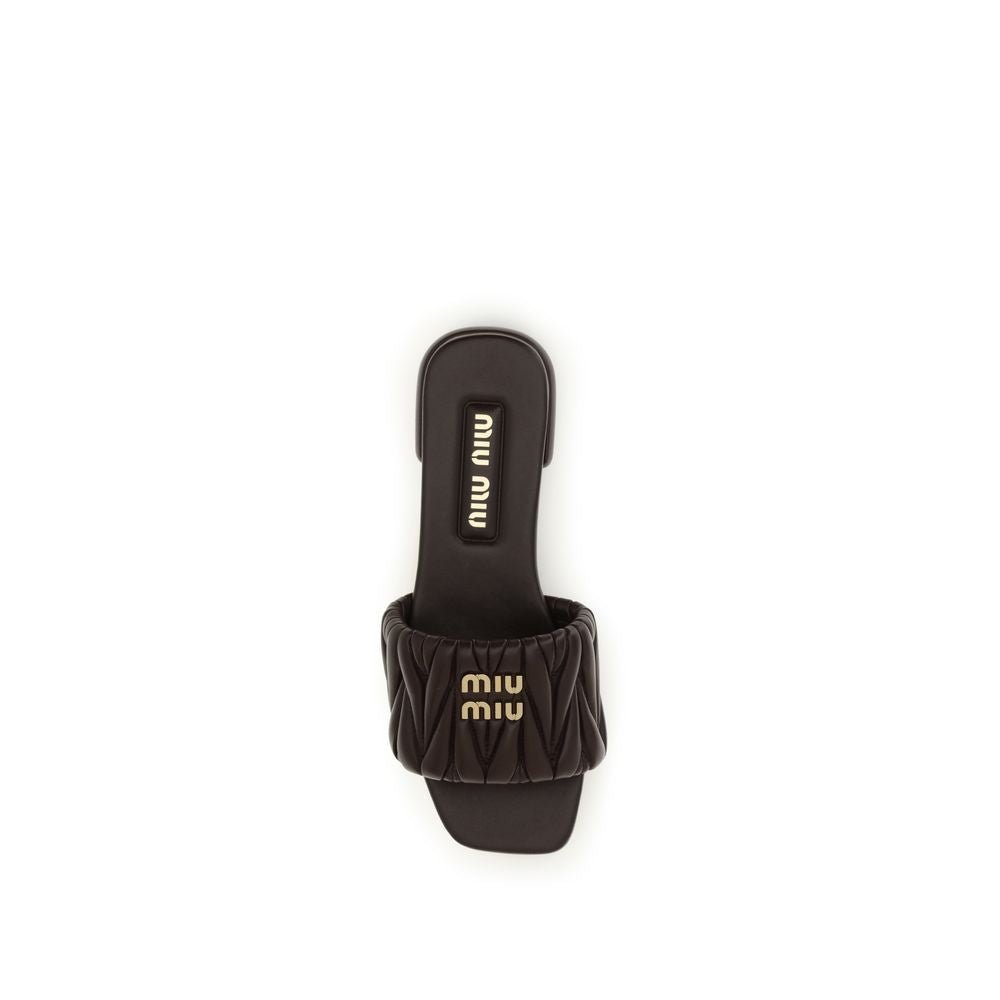 Miu Miu Brown Calf Leather Bos Taurus Flat Sandals - HBPS Beauty & Fashion