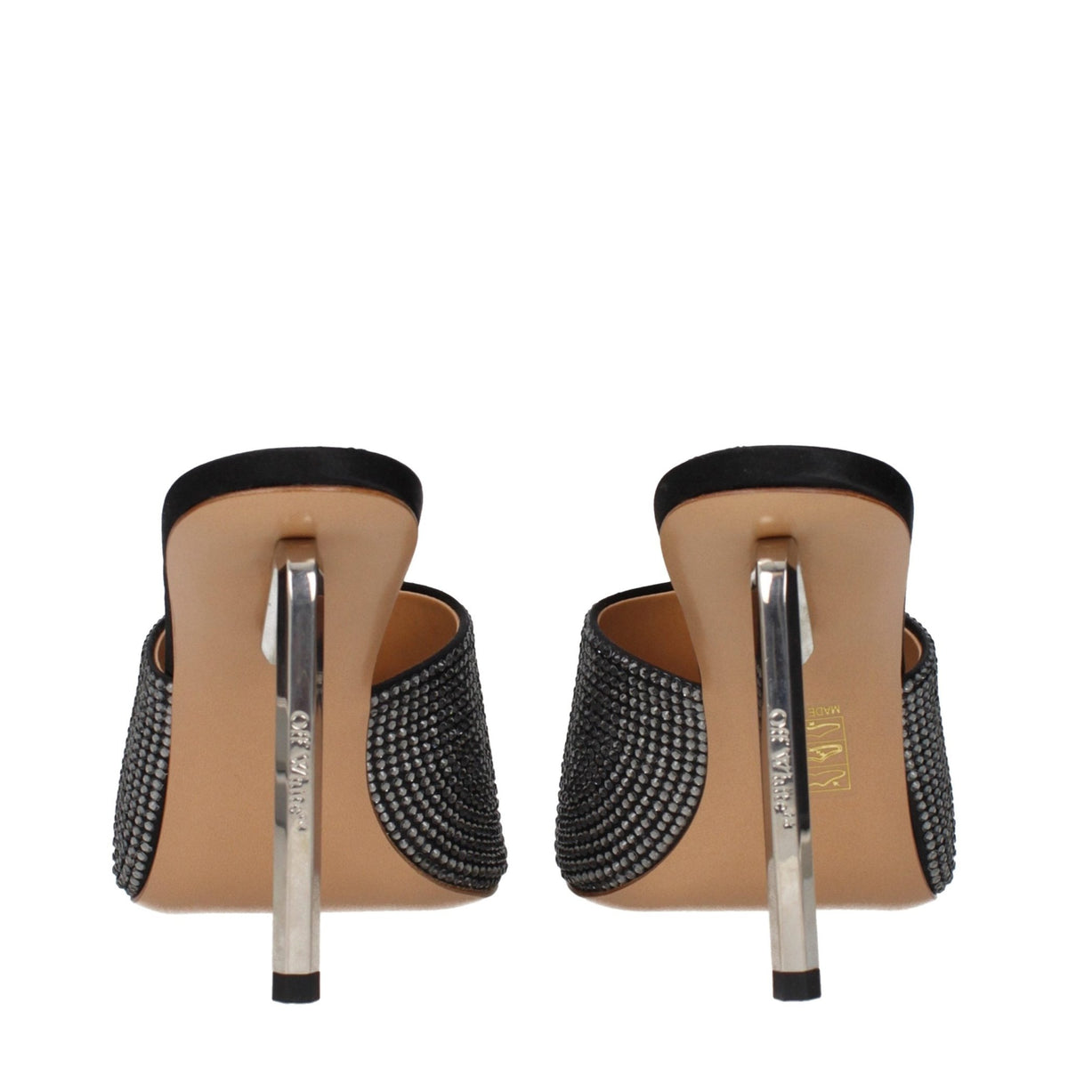 Off-White Black Satin Stiletto Heel Sandals - HBPS Beauty & Fashion