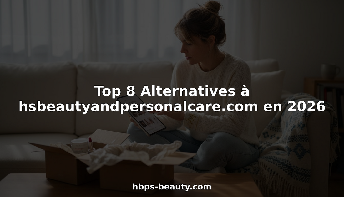 Chez elle, une femme prend le temps de comparer différents produits de beauté sur Internet, à la recherche de celui qui lui conviendra le mieux.