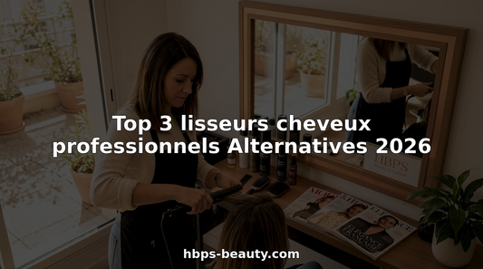 Dans un salon de coiffure animé, une coiffeuse manie un lisseur professionnel pour sublimer la chevelure de sa cliente.