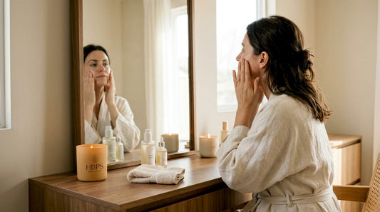 Une femme prend soin de sa peau en appliquant plusieurs couches de sérum sur son visage pour un effet optimal.