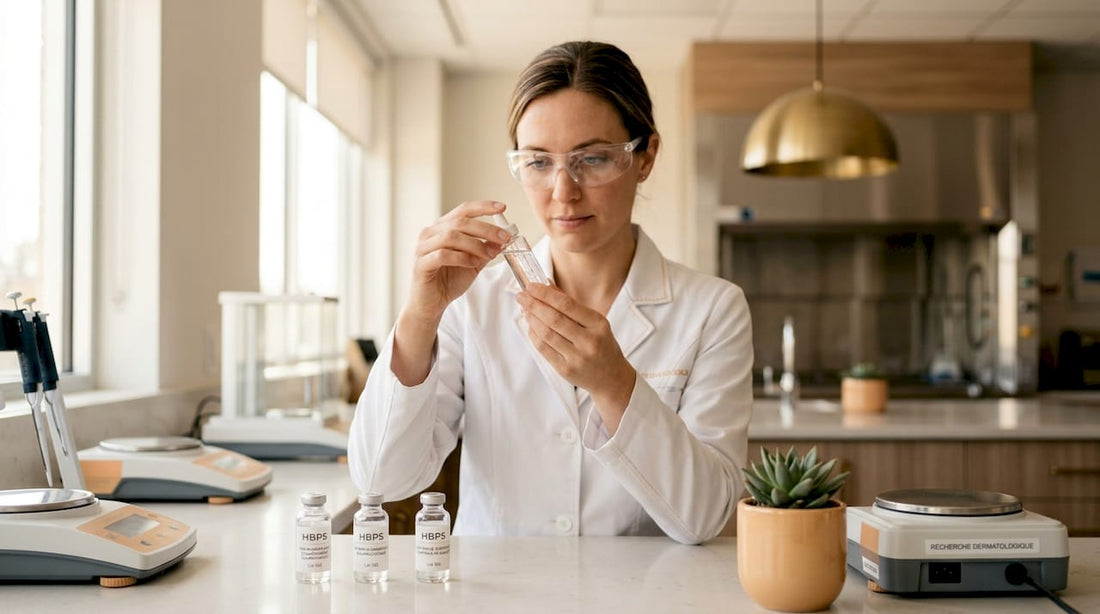 Un chercheur analyse la formule d’un sérum hydratant dans son laboratoire.