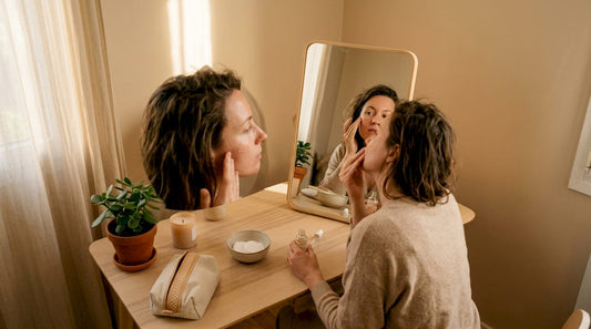 Une femme prend soin de sa peau en utilisant un exfoliant chimique sur son visage.