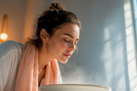 Visage délicatement exposé à la vapeur